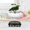 DOITOOL Ceramic Hydroponic Planter Pot with Stable Base 6.3 Inch Blue and White Porcelain Flower Pot Indoor Outdoor Lotus Bowl for Water Plants Garden Decor