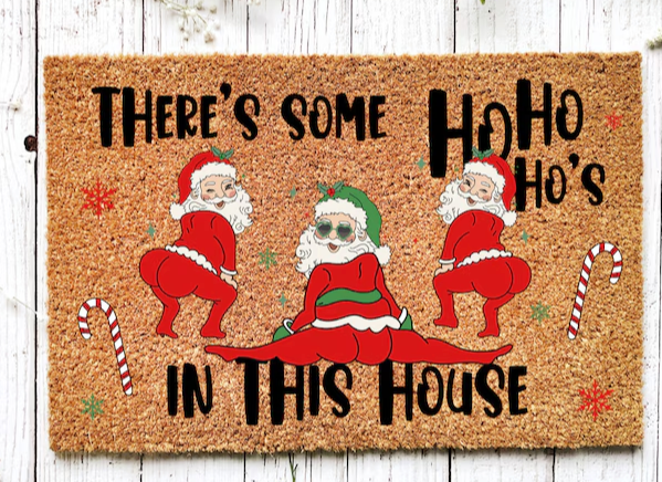 Lanpn Christmas Welcome Natural Coir Door Mat, Santa Large Coco Front Door Outdoor Doormat Outside Entrance Porch Non Slip Rubber Rug Winter Xmas Farmhouse Decor (Brown, 36x24 inch)