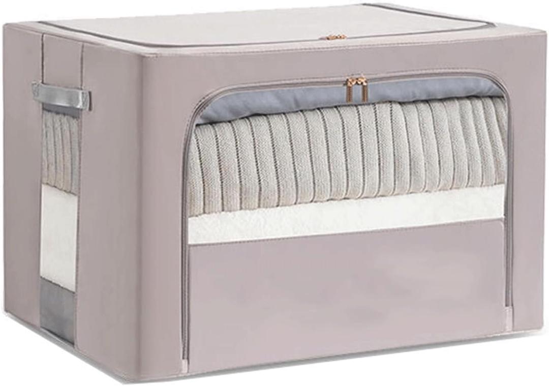 Foldable Storage Box With Transparent Windows, Foldable Oxford Fabric Closet Storage Bag, Clothing Storage Container, Bedding, Blankets, Book Storage Set (Color : Gray, Size : S)