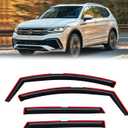 in-Channel Rain Guards for Volkswagen (VW) Tiguan 2018-2024, Window Visor Shields Vent Deflector Shade Wind Dark Smoke 2019 2020 2021 2022 2023 18 19 20 21 22 23 24, Tape-On Inside-Mount, 4PCS