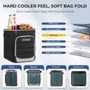 INSMEER 2-in-1 Rolling Cooler with Wheels, 60 Cans Collapsible Soft Sided Cooler on Wheels, Hard Top with 2 Cup Holders, Insulated 100% Leakproof Wheeled Cooler Bag for Beach Camping Outdoor