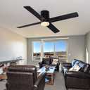 52 Inch Flush Mount Low Profile Ceiling Fan with Light and Remote Control, Reversible 4 Dual Finish Wood Blades, Indoor/Outdoor Ceiling Fan for Patio, Living Room, Bedroom