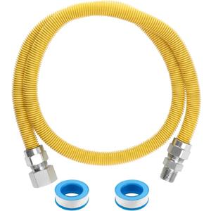 48" Flexible Gas Line Hose,Appliance Gas Line with Connector 1 2" MIP 1/2"FIP Fitting OD(1/2" ID) Gas Range Connector Kit for Stove,Gas Stove,Dryer,Water Heater By MIFLUS
