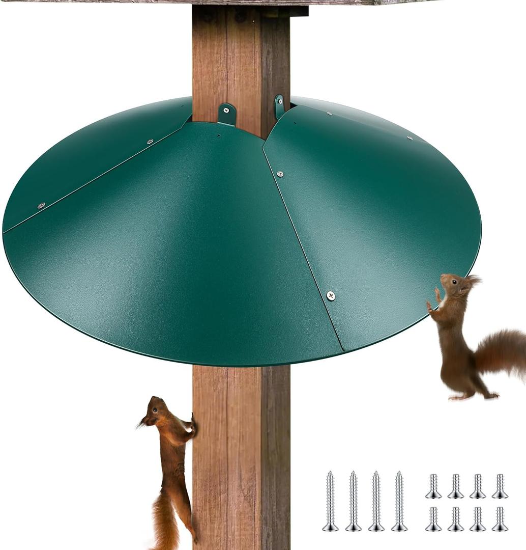 Qualirey 1 Pack 21.5 Inch Metal Squirrel Proof Baffle for 4 x 4 Posts Wrap Around Guard for Bird Feeder Pole to Deter Squirrels (Green)