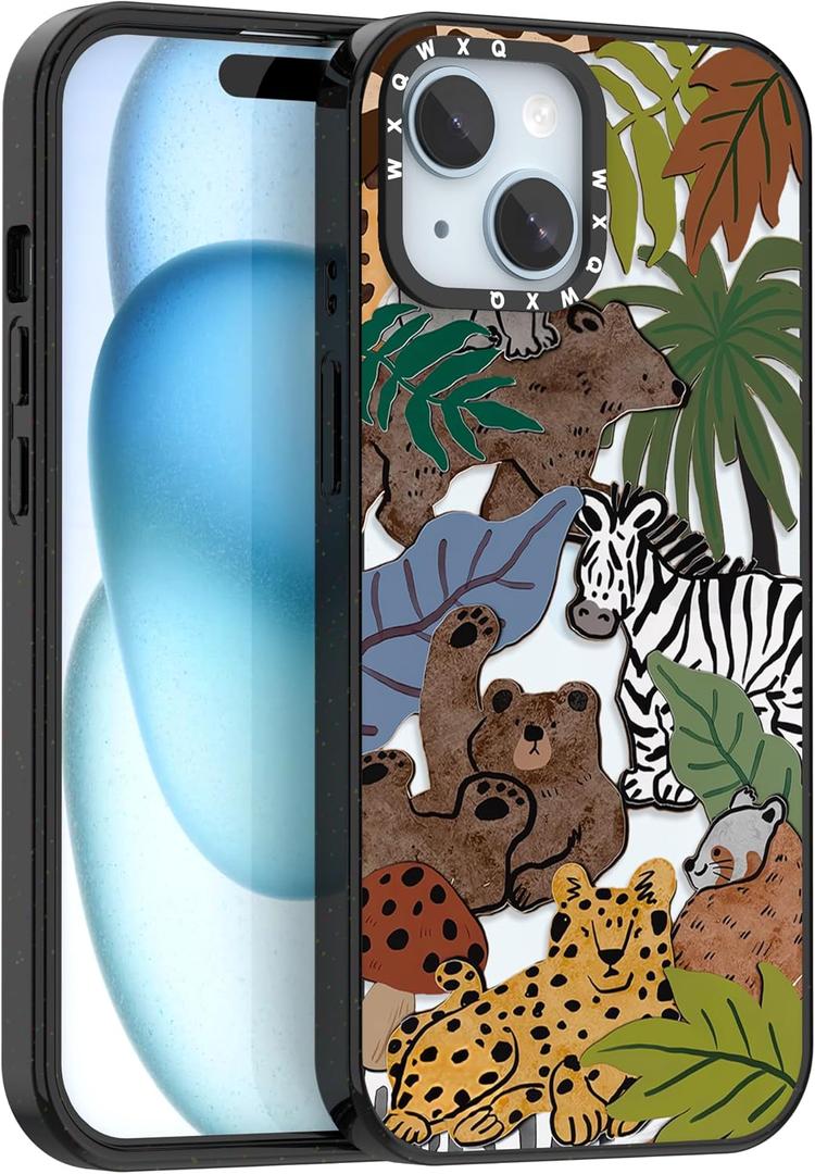 2 x for iPhone 15 Graffiti of Cartoon Animal Phone Case