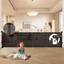 120" Retractable Baby Gate Extra Wide, 41" Tall Retractable Dog Gate for Stairs, Doorways, Decks, Mesh Gate Long Child Gate Pet Gate for Indoor, Outdoor, with Reinforced Mesh Rods, Dual Locks