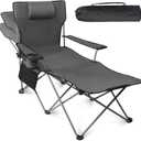 Apollo Walker Reclining Beach Chair, Adjustable 90-135° Backrest Camping Lounge Chairs for Adults, Folding Chair with Foot Rest & Detachable Pillow - Standard 6-Leg, Grey