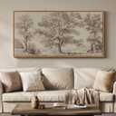 Framed Vintage Landscape Canvas Wall Art for Living Room, Extra Large Horizontal Rustic Tree Botanical Picture Prints Paintings, Neutral Wabi Sabi Artwork Decor for Bedroom Entryway 60x30 Inch, 57"L x 28.5"W
