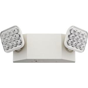Lithonia Lighting Basics LED Emergency Light, Emergency Lighting with Dual Adjustable LED Lamp Heads, Wall Mount, Damp Location Rated, 90-Minute Backup, 120/277V, White (EU2C M6)
