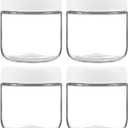 4 Pack Glass Clear Storage Canister with Airtight Lid, 12oz Overnight Oats Containers, Small Cute Decorative Pantry Jar for Snacks, Yogurt, Cereal, Fruit, Salad, Spice, Sugar, Coffee - White