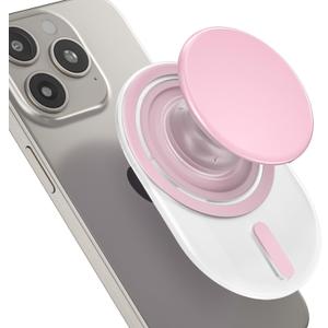AUROX Magnetic Phone Grip Holder for Magsafe Phone Grips, Expandable Collapsible Phone Grip Stand Holder with Kickstand for Magsafe Stand Compatible with iPhone 17 16 15 14 13 Series, Transparent Pink