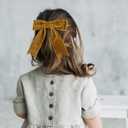 2 x 2PCS 5" Velvet Brown Hair Bows Girls Hair Clips Ponytail Holder Accessories for Girls Toddlers