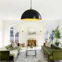 Black-Farmhouse Pendant-Light Hanging-Lamp Fixtures - 20 inch Kitchen Island Pendant Lights Industrial Dome Ceiling Lighting Dining Room Large Vintage Light for Indoor Black and Gold