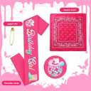 Birthday Girl Sash Set Cowgirl Party Decorations Cowboy Bandana Sash with Pin Cute Pink for Women Girls Birthday Party