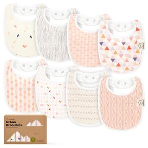 8-Pack Organic Baby Bibs for Boys, Girls - Soft Cotton Drooling and Teething Bibs for Baby Girl & Boy, Extra Absorbent, Easy To Clean & Put On for Toddler, Newborn, Infant 0-24 Months (Prism)