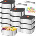 12 Pack 316 Stainless Steel Food Storage Containers with Airtight Lids 12oz BPA Free Leak Proof Metal Fresh-Keeping Containers Metal Food Container for Meal Prep Lunch Picnic Dishwasher Freezer Safe, Medium