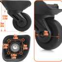 Domiella 2pcs Luggage Replacement Wheels, Suitcase Swivel Repair Caster Wheels, 360 Degree Rubber Suitcase Trolley Wheel Kit for Travel, A73