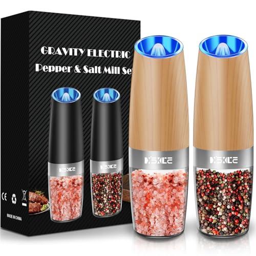 XinXu Electric Pepper Grinder, Salt or Pepper Mills & Adjustable Coarseness, with LED Light, One Hand Automatic Operation -Set/RoseRed