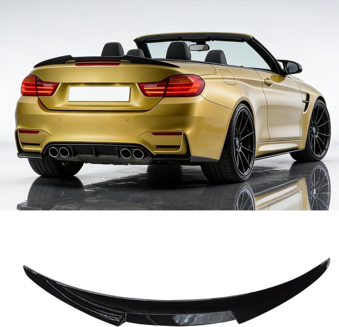 KHK F33 Rear Spoiler, Gloss Black Rear Trunk Spoiler Wings, ABS Material MP Style Rear Spoiler Wing Lid Fits for 2014-2020 BMW 4-Series F33 F83 M4 430i 440i 428i 435i 2 Door Convertible