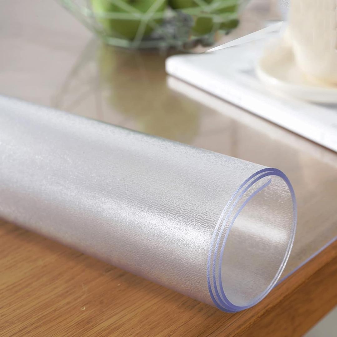 Clear Plastic Tablecloth Protector Rectangle 31.5x31.5inch, Waterproof PVC Transparent Tablecloth Square Custom Table Cover for Dining Table, Buffet Parties and Camping