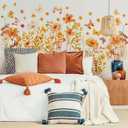2 x Whaline Fall Flowers Wall Stickers Boho Floral Butterfly Wall Art Decals Self-Adhesive Wallpaper Stickers for Girls Bedroom Living Room Nursery Decoration, 6 Sheet