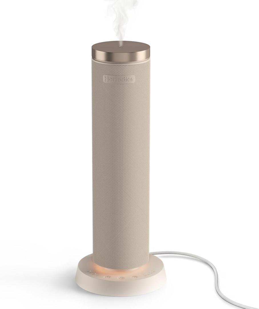 Homedics SereneScent Waterless Diffuser, Cold Air Scent Machine for Home, Diffuser for Large Rooms, App-Controlled Fragrance Diffuser with Timer and Ambient Lights, Beige