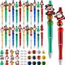 Ctosree 36 Sets Christmas Beadable Pens, Beadable Pens Kit Christmas Beadable Pens Bulk Christmas DIY Bead Pens for Kids Students School Christmas DIY Making Gift
