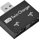 Mini Hub USB2.0 Male to 2-Port USB Twin Charger Splitter Adapter Converter Kit for Mobile Phone/Laptop (Black)