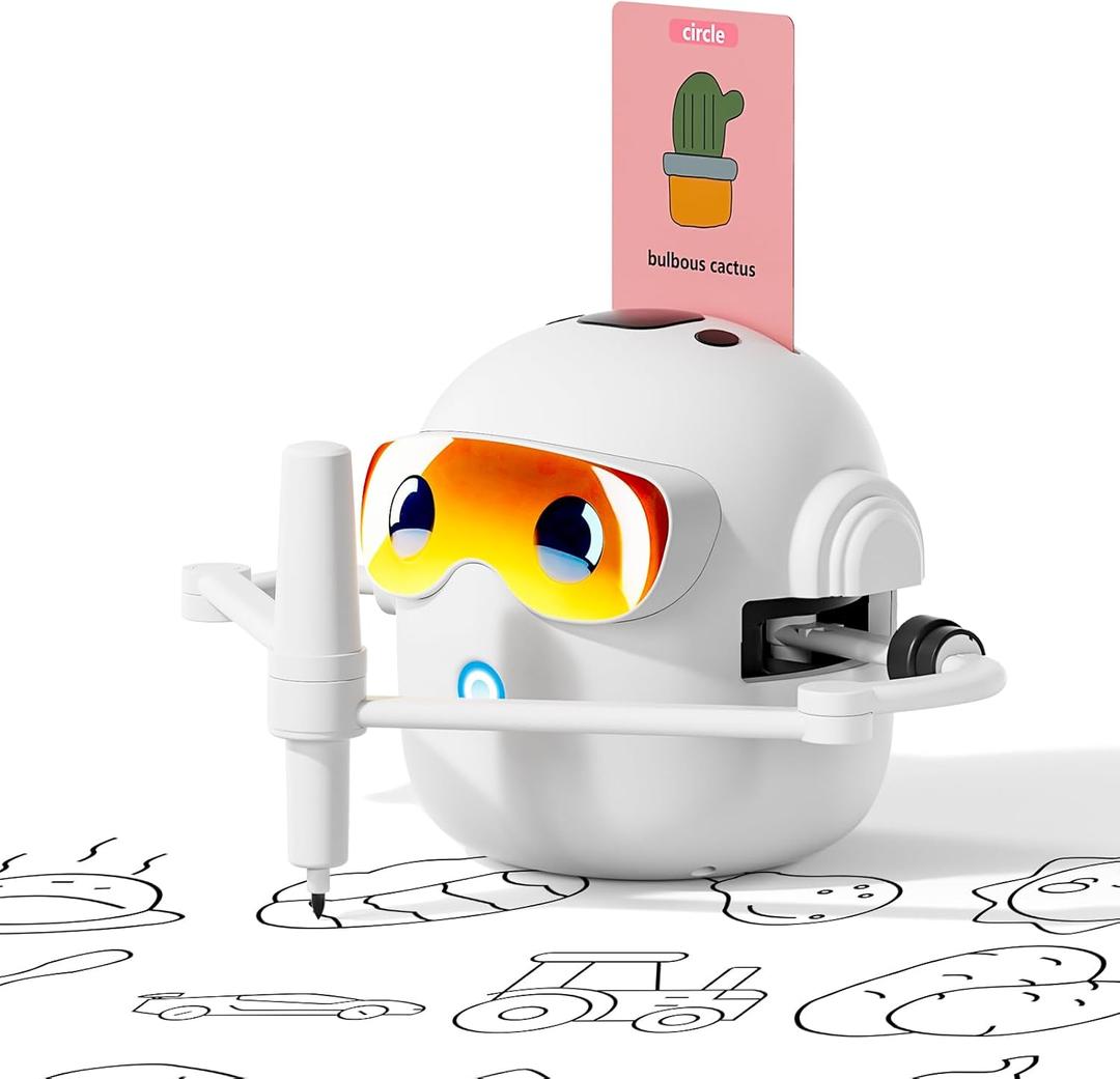 Drawing Robot for Kids with 100 Card, Voice Interactive Educational Drawing Machine, Enlightenment in Painting Learning Kids Toys for 3 4 5 6 7 8 Age Christmas Toddler Toys Gifts