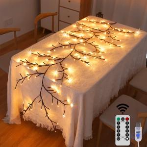 Lighted 144 LEDs Willow Vines Lights for Home Decor, 6Ft Christmas Swags Decoration Indoor Walls, Artificial Plants Tree Branches for Walls Bedroom Living Room Decor