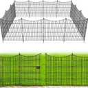 15 Panels Decorative Garden Fence with Gate, 32 in(H) X 35.4 ft(L) No Dig Dog Fence Animal Barrier Outdoor for Yard, Rustproof Metal Garden Edging and Borders, Temporary Fencing Stakes
