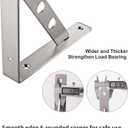 YUMORE Stainless Steel Shelf Bracket 10", Heavy Duty Solid Shelf Support Corner Brace Joint Right Angle Bracket, L Bracket with 2 S Hook, 2 Pack