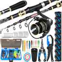PLUSINNO Fishing Gear, Full Fishing kit Includes Fishing Rod and Reel Combo, Tackle Box with Fishing Lures, Fishing Accessories, Fishing Pliers, Fishing Gifts for Men with Fishing Tool Kit