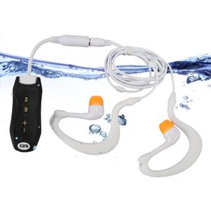 Swimming MP3 Player, IPX8 8G Memory Swimming Headset Rubber Coated, USB Player with Earphone, for Swimming Diving Running Cycling (Black)