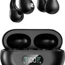 Septpenta Smart Wireless Earbuds Bluetooth, Open Ear Noise Cancelling Earbuds with Wireless Charging Case and Power Digital Display Bluetooth Headset for Sports(Black)