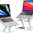 2 Pack Acrylic Laptop Stand for Desk, Adjustable Ergonomic Laptop Riser, Portable Foldable Computer Stand, Compatible with 10 to 15.6 Inches Notebook and MacBook, Clear