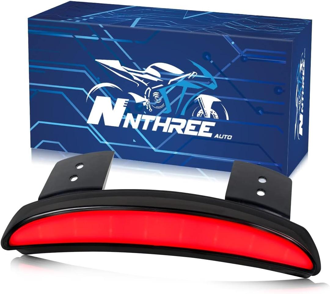 NTHREEAUTO Motorcycle Chopped Rear Fender Edge LED Brake Tail Light Integrated Turn Signals Compatible with Harley Sportster XL883N XL1200N XL1200V XL1200X (Diffused Light)