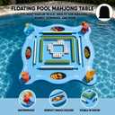 Floating Mahjong Table for Pool, 2-in-1 EVA Floating Game Table for Mahjong, Card, Poker, Domino, Hot Tub Lake Beach Pool Game Table, Floating Game Tray with Removable Poker Board, Oval Snack Grooves, 32 inches
