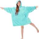 Aemicion Wearable Blanket Hoodie for Kids Super Soft Warm Oversized Hooded Blanket Sweatshirt Hoodie Blanket for Boys Girls Teal, Size: Kids