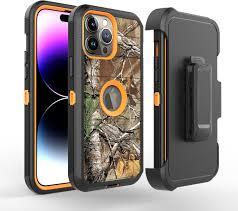 for iPhone 12 Case, iPhone 12 Pro Case, with Built in Screen Protector Heavy Duty Drop Protection Shockproof Dust Proof Protective Phone Cover for Apple iPhone 12/12 Pro (Black/Orange)