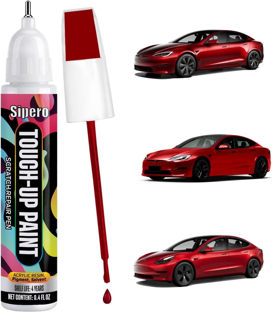 for Tesla PR01 Ultra Red Car Touch Up Paint - Exact Match Scratch Repair Pen for Tesla Model 3 Y S X - Car Paint Chip & Scratch Remover