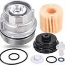 15620-31060 Oil Filter Housing Cap Assembly Kit for Toyota Rav4 Tundra 4Runner Camry Highlander Tacoma Lexus RX350 Aluminum Oil Filter with Wrench Drain Plug Replace 1562031060 15643-31050 04152-YZZA1 (silver+black)