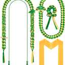 Canlierr 18 Pcs 2026 Graduation Leis and Stole and Honor Cords with Tassel Braided Necklace Adjustable for Student Graduation Gifts Party Supplies(Green and Gold)