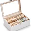 Lolalet Bracelet Display Holder with Rods for Bangles Watches, Clear Lid Jewelry Organizer Box Storage Case for Women Girls -White, 2 Rolls