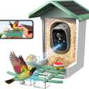 Bird Feeder with Camera, 2K Smart BirdCamera with Solar Powered, AI Identify Birds Species, Instant Arrival Alerts, 2.4Ghz WiFi Bird House for Outdoors, Ideal Gift for Family and Bird Lovers (Green)
