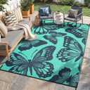 Wonnitar Outdoor Rug 6x9, Waterproof Patios Rug Reversible Plastic Straw Rug, Large Outside Area Rug, Portable Camper RV Mat, Indoor Outdoor Carpet for Picnic Balcony Backyard Porch Deck, Green