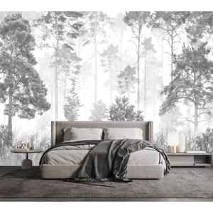 YQWDMX - Grey Jungle Tropical Plants Wallpaper for Living Room Sofa Background Wall Decor (Not Peel and Stick)