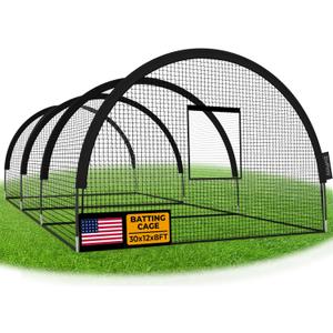 Baseball Batting Cage Net Batting Cages for Backyard Portable Pop Up Cage for Baseball and Softball with Pitching Machine Hole and Detachable Door (30ftx12ftx8ft)