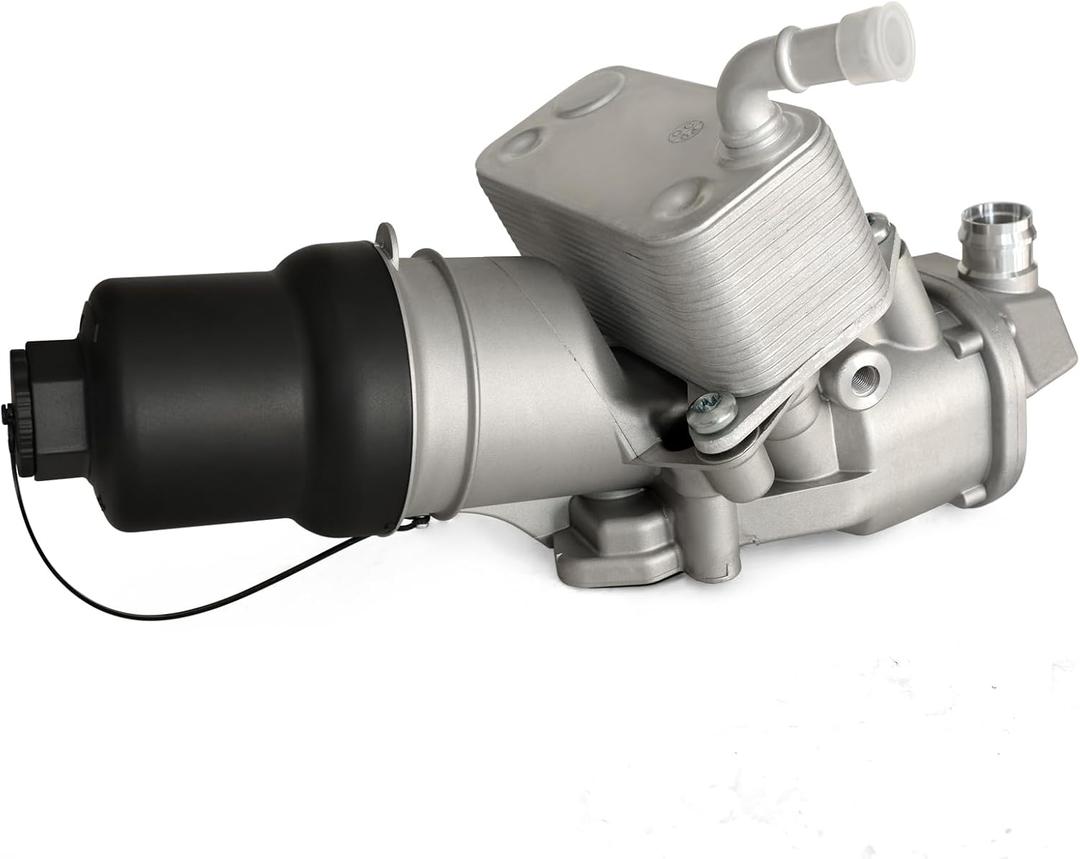 MITZONE Upgrade Aluminium Oil Cooler Filter Housing with Oil Cooler Compatible with VW Jetta GTI Golf R Passat Audi A4 A3 TT TTS 2.0L Replace 06F115397K 06F115397J 06F115397H