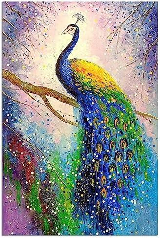 Peacock Wall Art Vintage Bird Canvas Wall Art Poster Peacock Painting Arts Modern Posters Prints Room Aesthetic for Living Room Bedroom Classroom Wall Decor Bird Nature Unframed 16x24 inches